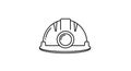 Minimalist Construction Helmet Icon in Black and White Line Art Style Royalty Free Stock Photo