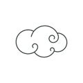 Minimalist contoured black silhouette fluffy cloud pop art groovy style design vector cartoon