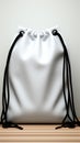 Minimalist contrast white drawstring bag, adorned with a sleek black rope closure