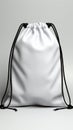 Minimalist contrast white drawstring bag, adorned with a sleek black rope closure