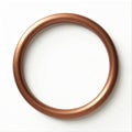 Minimalist copper circle frame on white background. Round copper ring border decor element, design object. Empty blank space Royalty Free Stock Photo