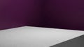 Minimalist corner with a deep purple wall and a light grey concrete platform Royalty Free Stock Photo