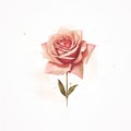 Minimalist Cosmos: Vector Pink Rose On White Background