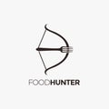 Minimalist Creative fish fork and bow logo, food travel, food hunter logo design