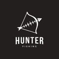 Minimalist Creative fish skeleton and bow logo, fishing hunter logo design Royalty Free Stock Photo