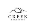 Minimalist creeks and mountain view logo designs
