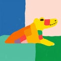 Minimalist Crocodile Safari Animal Artwork On Colorful Square