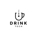 Minimalist cup drink technology logo design