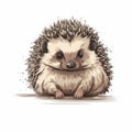 Minimalist Cute Hedgehog Drawing on White Background for Invitations and Posters.