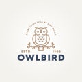 minimalist cute owl bird line art icon logo design