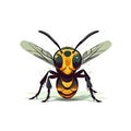 Minimalist Cute Wasp Drawing on White Background for Invitations and Posters.