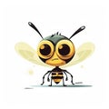 Minimalist Cute Wasp Drawing on White Background for Invitations and Posters.