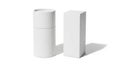 Minimalist cylindrical and rectangular objects, isolated on white background Royalty Free Stock Photo