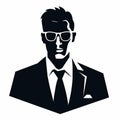 Minimalist Cypherpunk Businessman: Consultant Icon In Bold Black And Whites