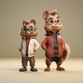 Minimalist 3d Animation Of Cartoon Characters In Jacket