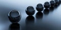 A minimalist 3D background displaying a series of perfectly aligned floating spheres, casting soft