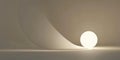 A minimalist 3D background with a single glowing sphere casting a soft, diffused light on a smooth,