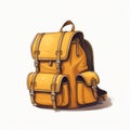 Minimalist 2d Backpack Illustration With Dark Yellow Leather Trims Royalty Free Stock Photo