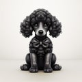 Minimalist 3d Black Poodle Sculpture With Bow - Symbolic Monochrome Design