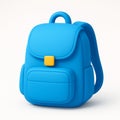 Minimalist 3D Blue School Backpack with Yellow Clasp Royalty Free Stock Photo