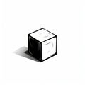 Minimalist 2d Box Illustration: Stylised Black And White Cube