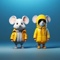 Minimalist 3d Character Design: Mouse And Anthony In Yellow Raincoats