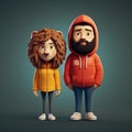 Minimalist 3d Character Illustration: Lion And Karen