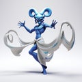 Minimalist 3d Djinn Character Pose In Cel Shading Style