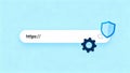 Secure Browsing and Web Settings Concept Illustration with Search Bar, Shield, and Gear Icon Royalty Free Stock Photo