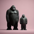 Minimalist 3d Gorilla And Beaver Figures In The Style Of Philip Mckay