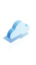 Minimalist 3D Illustration of a Blue Cloud Icon on a White Background with Soft Shadows Royalty Free Stock Photo