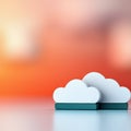 Minimalist 3D Illustration of Cloud Computing Concept in Soft Colors Royalty Free Stock Photo