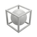 Abstract 3D Sphere in a Cube Frame Royalty Free Stock Photo