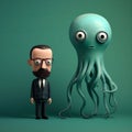 Minimalist 3d Illustration: John And The Enormous Octopus