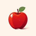 Minimalist 2d Illustration Of A Red Apple - Graphic Design Poster Art