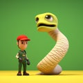 Minimalist 3d Illustration: Snake And Thomas In Celebrity Pop Culture Style Royalty Free Stock Photo