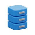 Stack of Three Blue 3D Database Icons with Grey Handles on White Background storage Royalty Free Stock Photo