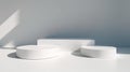 Minimalist 3d Image Of White Table With Two Pedestals Royalty Free Stock Photo