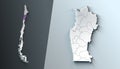 Minimalist 3D Map of Coquimbo Chile Region with Borders Royalty Free Stock Photo