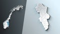 Minimalist 3D Map of Hedmark Norway Region with Borders Royalty Free Stock Photo