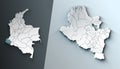Minimalist 3D Map of Narino Colombia Department with District Borders Royalty Free Stock Photo