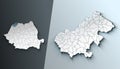 Minimalist 3D Map of Satu Mare Romania County with District Borders Royalty Free Stock Photo