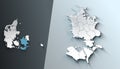 Minimalist 3D Map of Sjaelland Denmark Region with Borders Royalty Free Stock Photo