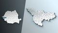 Minimalist 3D Map of Timis Romania County with District Borders Royalty Free Stock Photo
