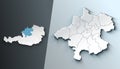 Minimalist 3D Map of Upper Austria Austria State with Borders Royalty Free Stock Photo