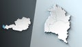 Minimalist 3D Map of Vorarlberg Austria State with Borders Royalty Free Stock Photo