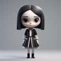 Minimalist 3d Model Of Olivia: Contemporary Gothic Oriental Schoolgirl Doll