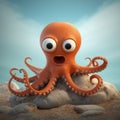 Minimalist 3d Octopus Render With Quirky Expressions And Soft Focus Lens