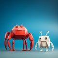 Minimalist 3d Origami Paper Crab And Alien Art