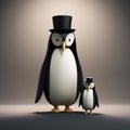 Minimalist 3d Penguin And Elizabeth: A Playful Stylized Animal Motif